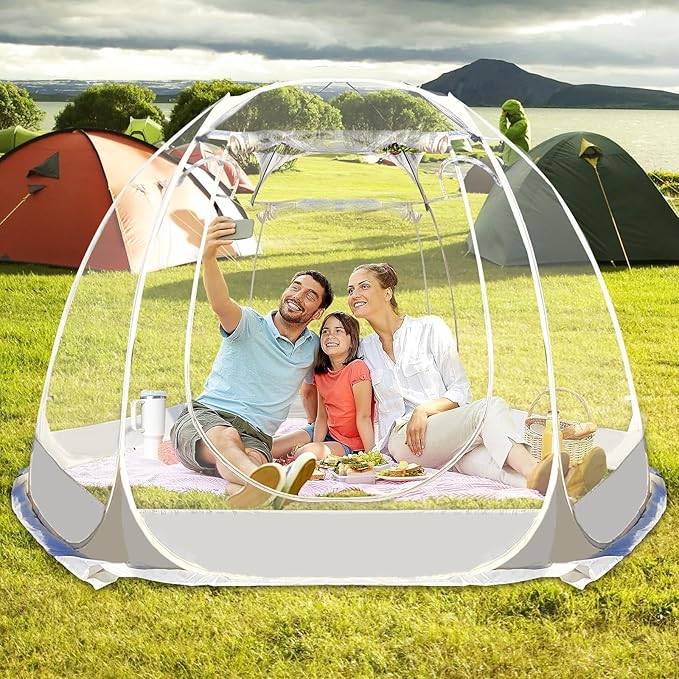 10 'x10' Screen Houses Pop-up Outdoor Camping Tent, 540 Degree Fully Transparent Non Dead Corner Gazebo Suitable for 6-8Adults (10 'x10')