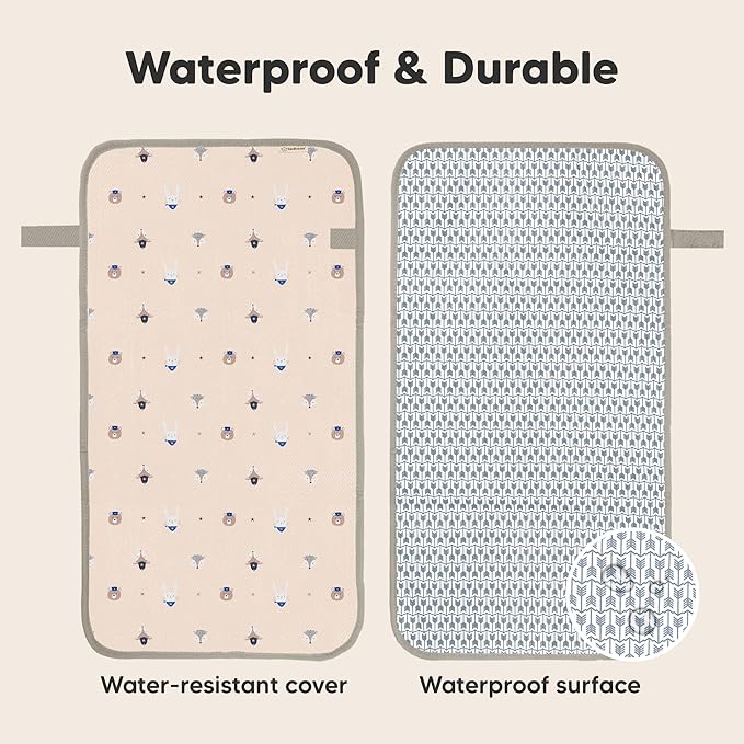 KeaBabies Portable Diaper Changing Pad, Easy Wipe Clean - Foldable Waterproof Baby Changing Mat for Diaper Bag, Compact, Lightweight, 25x13 Newborn, Infant, Baby Changer Travel Essential (Wild Patrol)