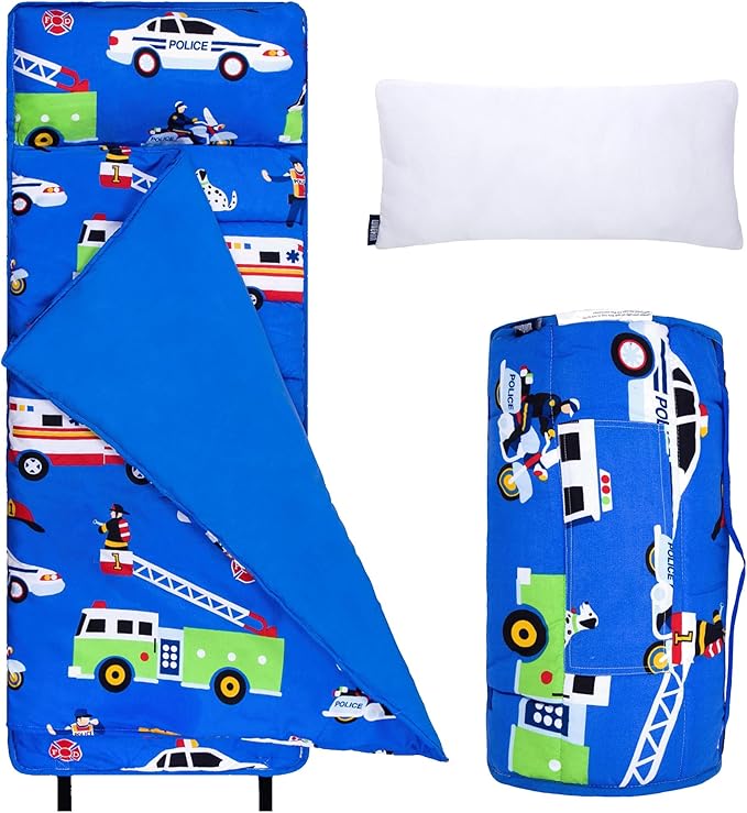 Wildkin Kids Microfiber Nap Mat – Soft Sleep Mat with Pillow, Ideal for School & Travel - Heroes