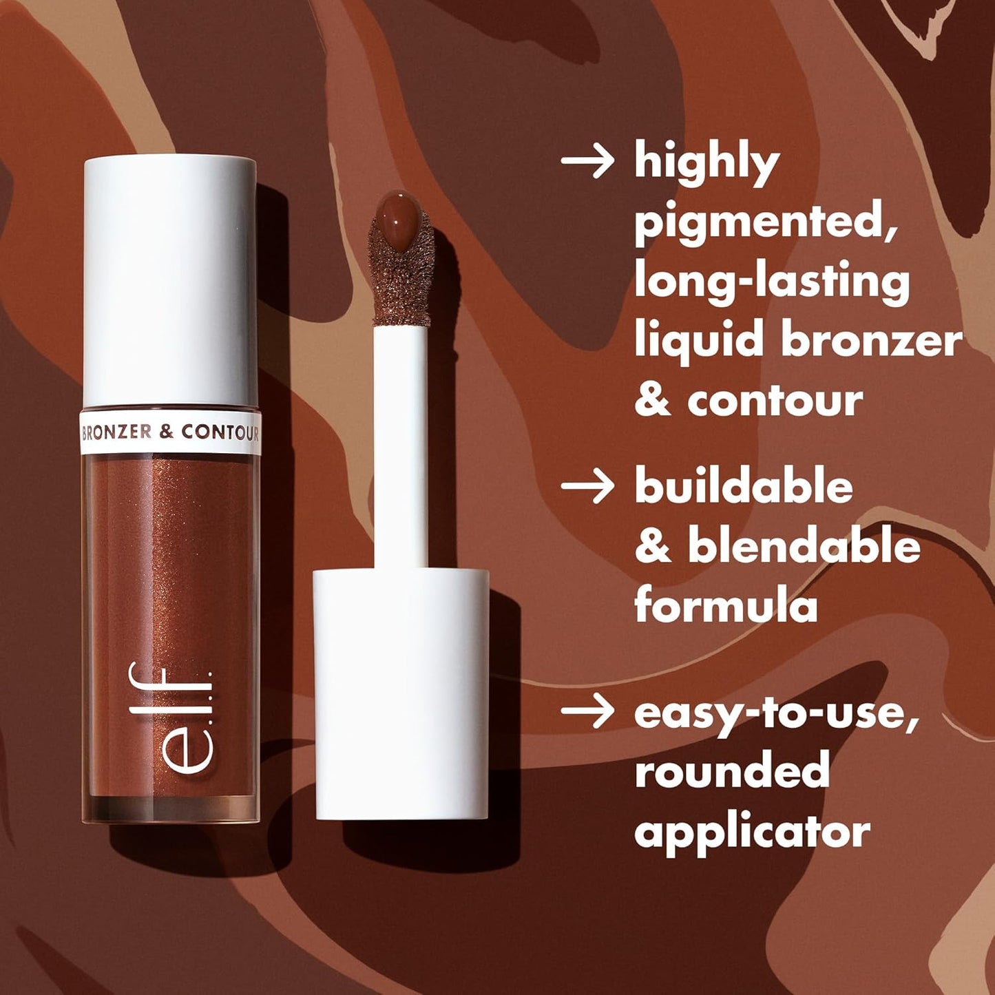e.l.f. Camo Liquid Bronzer & Contour, Silky Highly Pigmented Formula, Creates a Long-Lasting Bronzed Glow & Natural Look, Vegan & Cruelty-Free, 10 Rich