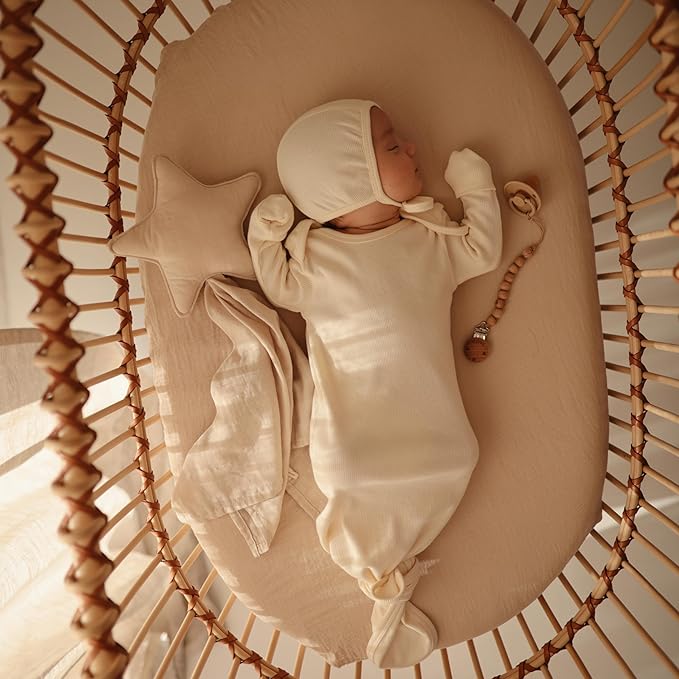 mushie Star Security Blanket | Baby Lovey | 100% Organic Muslin Cotton (Fog)