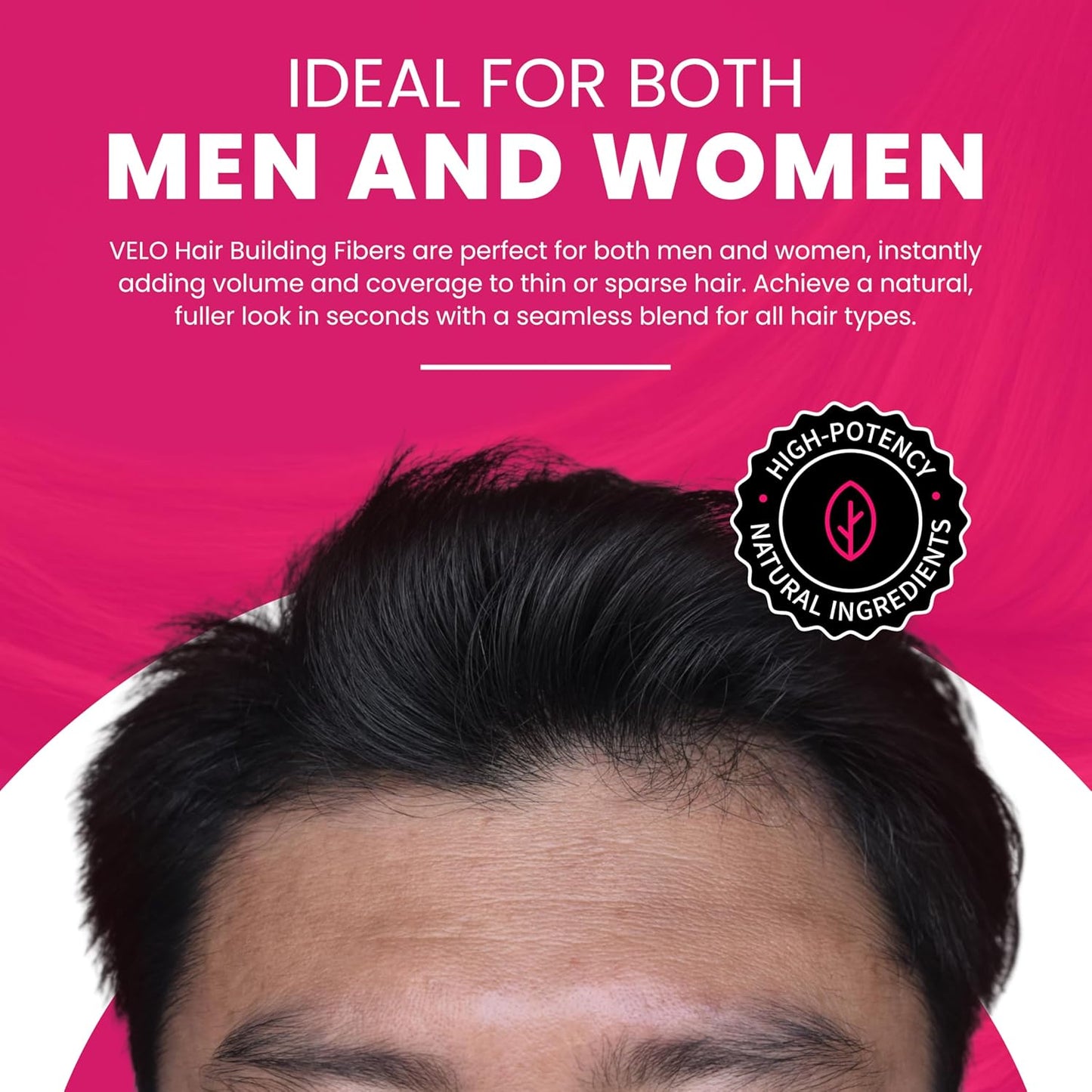 VELO Hair Building Fibers for Thinning Hair – DARK BROWN Hair Fibers for Men & Women – Covers Bald Spots, Hairline Powder, Hair Thickening Fibers – Hair Filler Powder for Fuller-Looking Hair – 30g