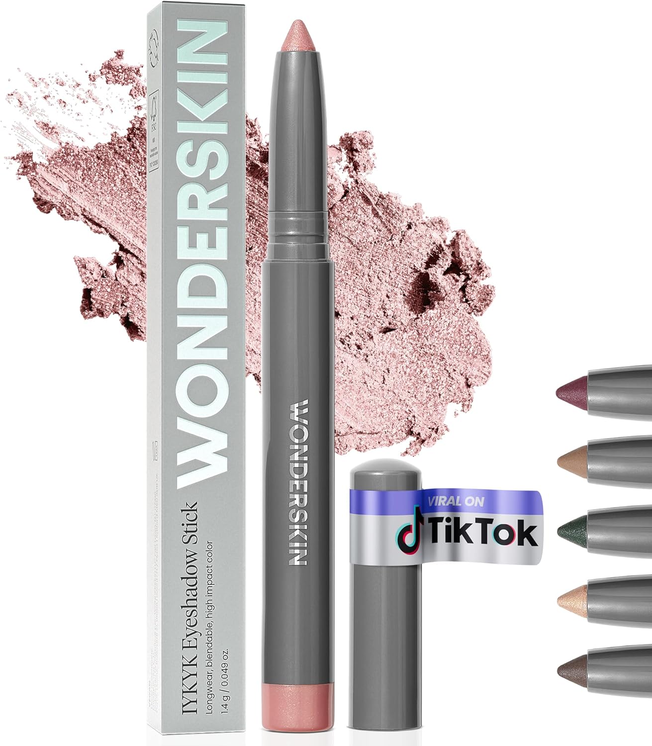 Wonderskin IYKYK Eyeshadow Stick - Longwear Eye Shadow Sticks, Budge-Proof & Waterproof Shimmer Eyeshadow Stick with Built-in Sharpener (Pink Quartz)