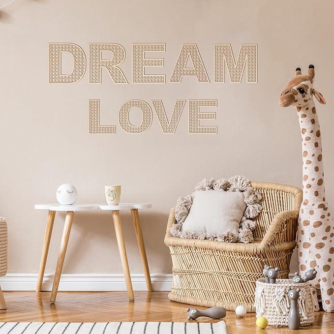 Large Boho Wooden Rattan Letters 12 inch for Nursery Decor Wood Letter Q Wall Decors for Baby Girl Boy Bedroom Home Rustic Name Sign Birthday Wedding Decorative Letters