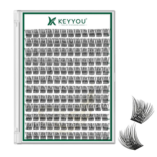 KEYYOU Lash Clusters 144pcs Individual Lashes D Curl 16mm Eyelash Clusters Super Lightweight Air Touch Cluster Lashes Soft&Wispy Comfortable Easy to DIY at Home(Air02-D-16mm)