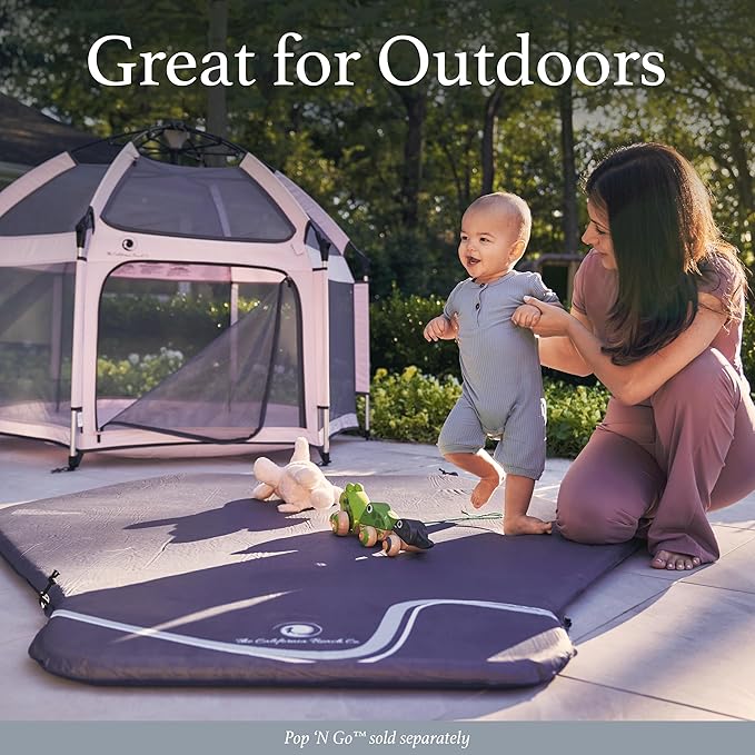 Baby Playmat for The Pop 'N Go Baby Playpen - 1.3" Thick Self-Inflating Playmat for Placement Underneath Pop 'N Go Playpen or for Standalone Usage - Soft and Comfy Portable Pad w/Travel Bag