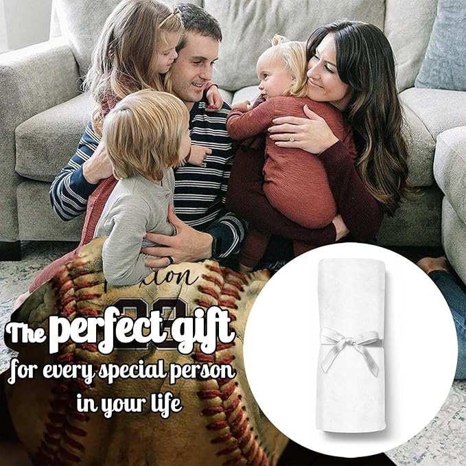 Custom Softball Baby Blanket with Name Number: Personalized Fluffy and Warm Gift for Baby Toddler Kids and Adults Birthday Skin-Friendly Flannel Fabric(50"x60")