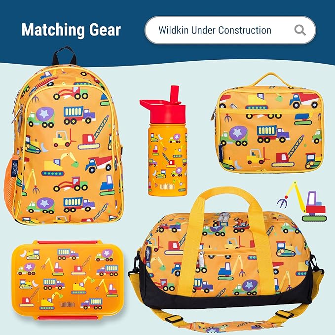 Wildkin Kids Microfiber Nap Mat – Soft Sleep Mat with Pillow, Ideal for School & Travel - Under Construction