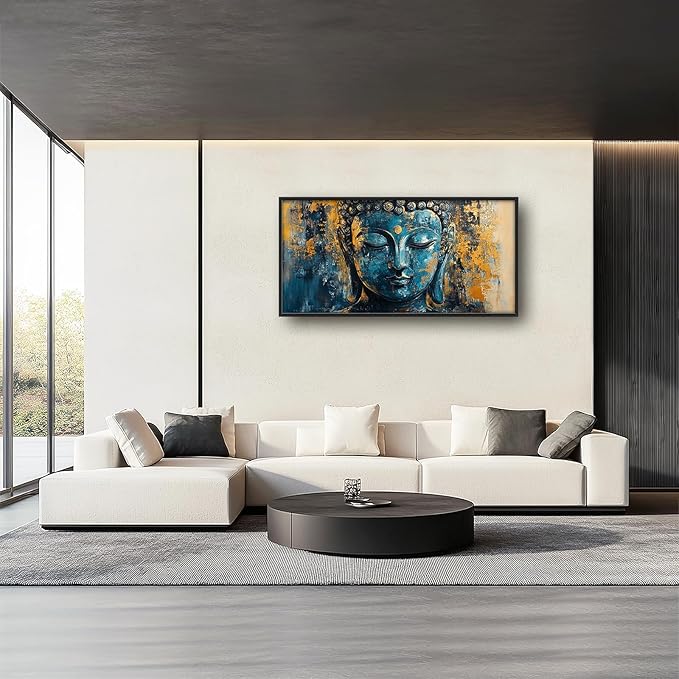 Olivine Buddha Wall Art, Zen Pictures Wall Decor, Religious Canvas Prints Painting, Framed Artwork for Bathroom Bedroom Living Room Office Home Spa Mediation Room Decoration 60"x30"