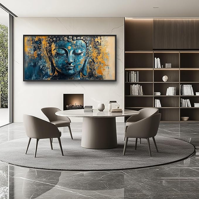 Olivine Buddha Wall Art, Zen Pictures Wall Decor, Religious Canvas Prints Painting, Framed Artwork for Bathroom Bedroom Living Room Office Home Spa Mediation Room Decoration 60"x30"