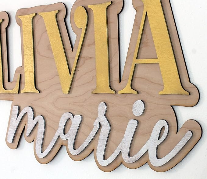 Large Wood Nursery Sign | Nursery name sign for Kids | Custom Wood Name Sign | 3D Wood Baby Name Sign (Yellow)