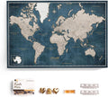 Canvas World Map with Cork Pin Board - English Lettering - Decorative Wall Decoration for All Rooms - Canvas Pictures with World Map Motif (150x100 cm, Pattern 19)