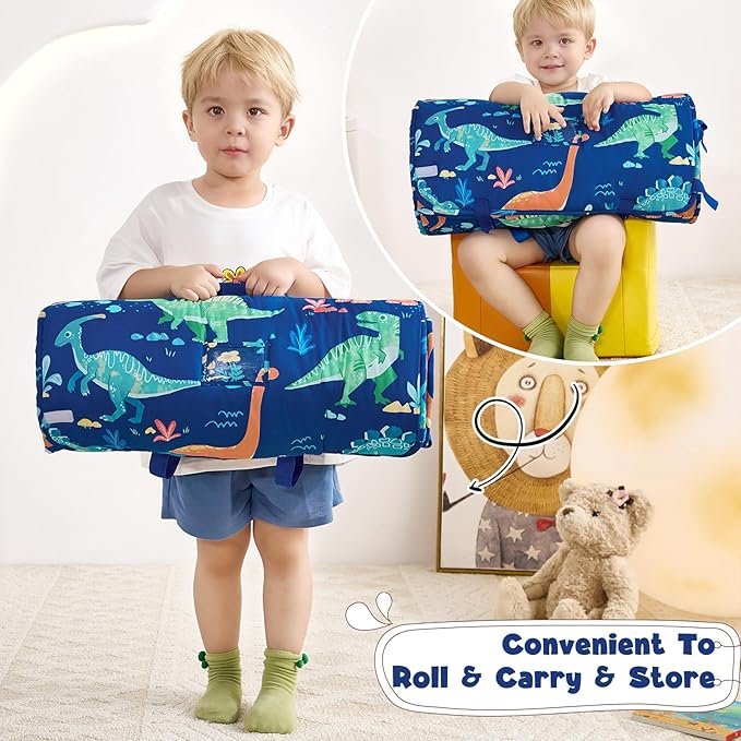 DJY Toddler Nap Mat,Kid Slumber Bag with Removable Pillow & Minky Blanket,Soft Sleeping Mat Perfect for Daycare,Preschool,Kindergarten,Travel