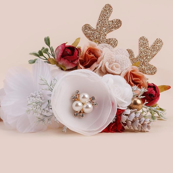 cherrboll 3pcs Baby Girl Headbands Flowers, Super Soft & Stretchy Nylon Floral Hairbands for Newborn Toddler