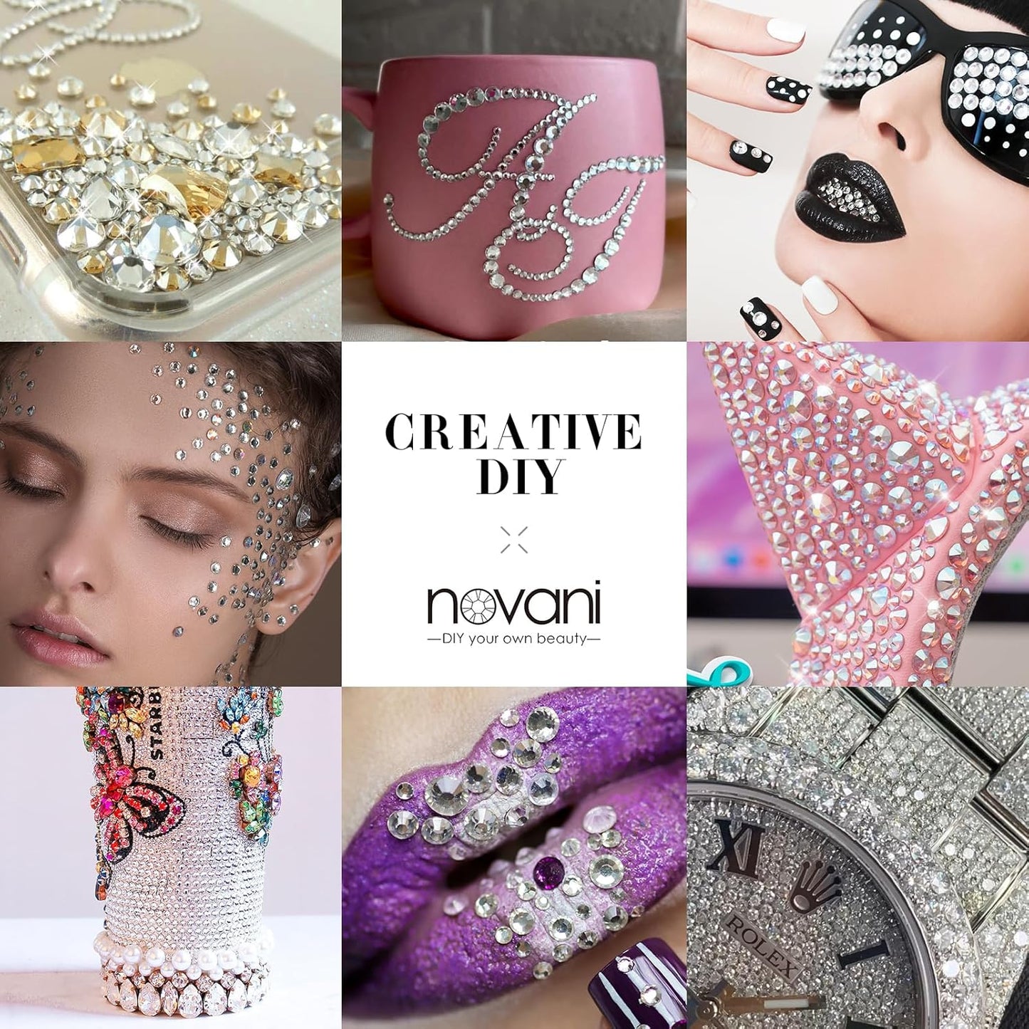 Novani 576pcs Clear Rhinestones Flat Back Round Rhinestone Style 2088 Sparkly Crystal Gemstones for Nail Art and Crafting,SS10(2.7-2.9mm