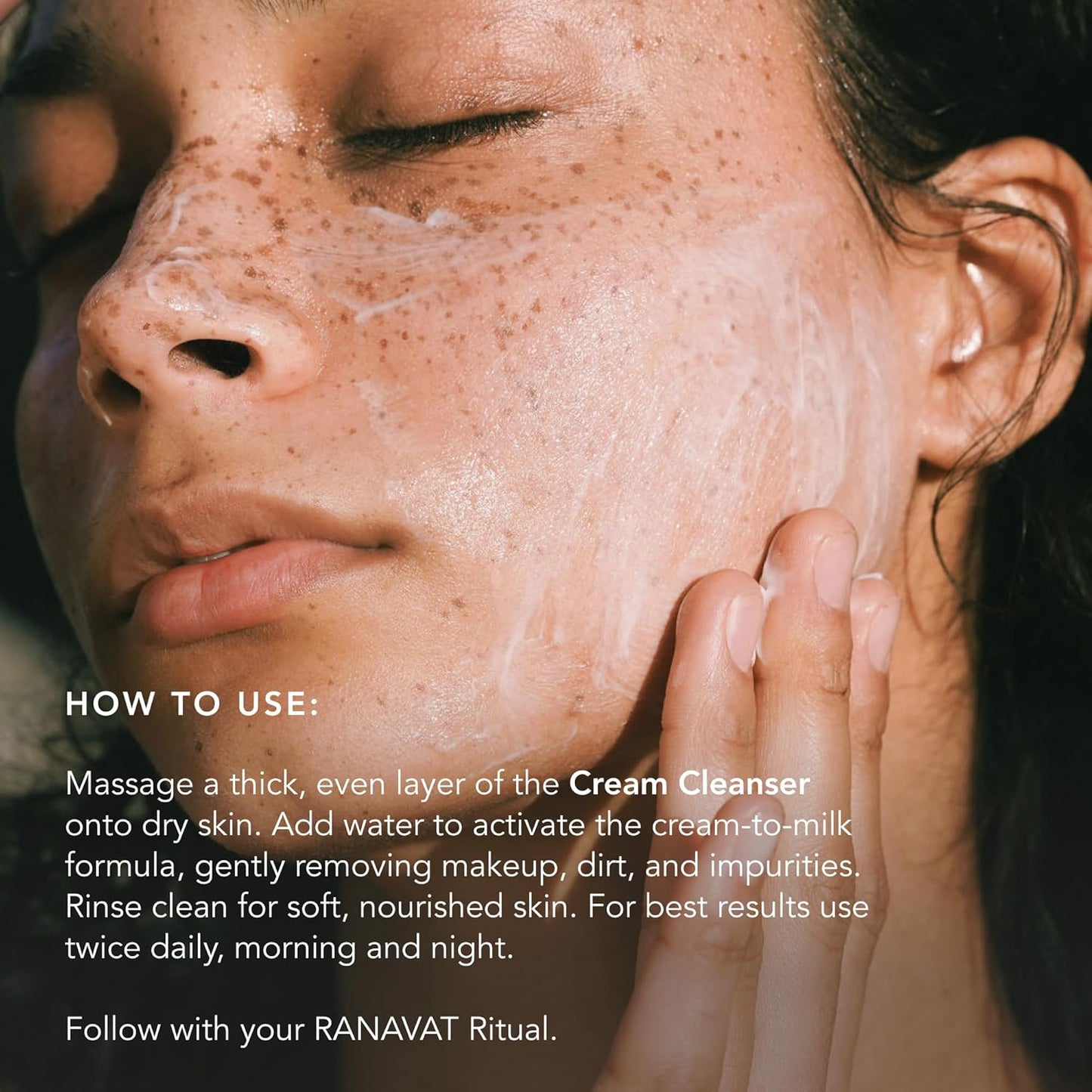 RANAVAT Cream Cleanser - Daily Facial Cleanser Doubles as Waterproof Eye Makeup Remover - Gentle Face Wash to Detoxify and Nourish (3.4 oz)