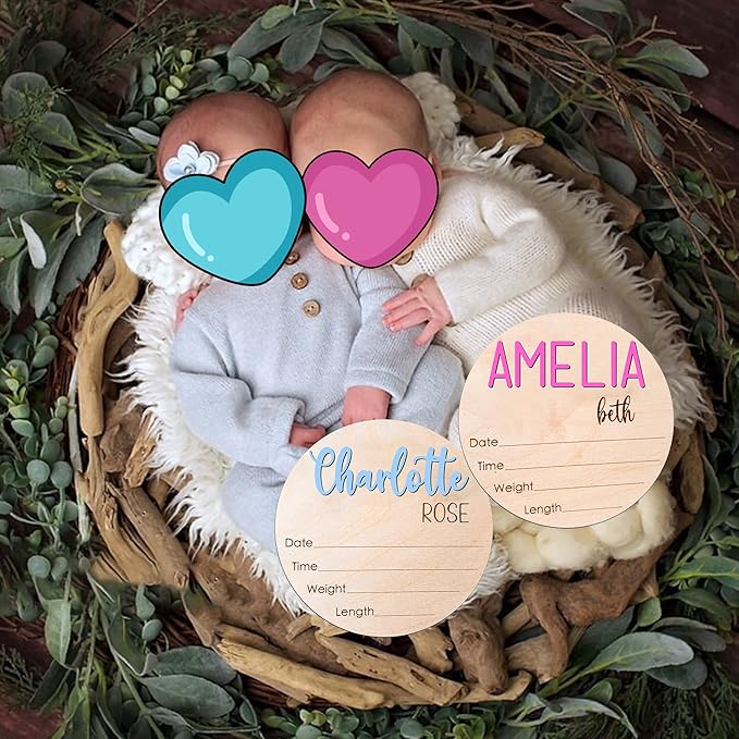 NAZENTI Personalized Baby Name Announcement Wooden Signs, Custom Birth Announcement Sign For Hospital, Baby's Arrival Gift For Decor, Birth Stat Sign, Welcome Gifts For Baby Girl Or Boy Shower