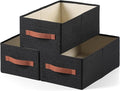 linen closet organizers and storage, 3 Pack Large Storage Baskets, Washable, Clothing Storage Bins with Handle, Closet Organizer for Storage Sweater,Sheets (Black, 16"x9½"x6¾")