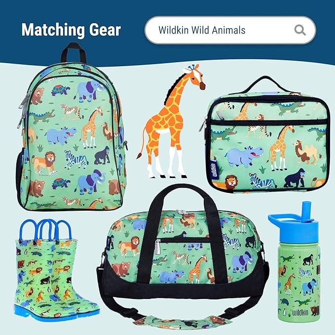 Wildkin Kids Microfiber Nap Mat – Soft Sleep Mat with Pillow, Ideal for School & Travel - Wild Animals