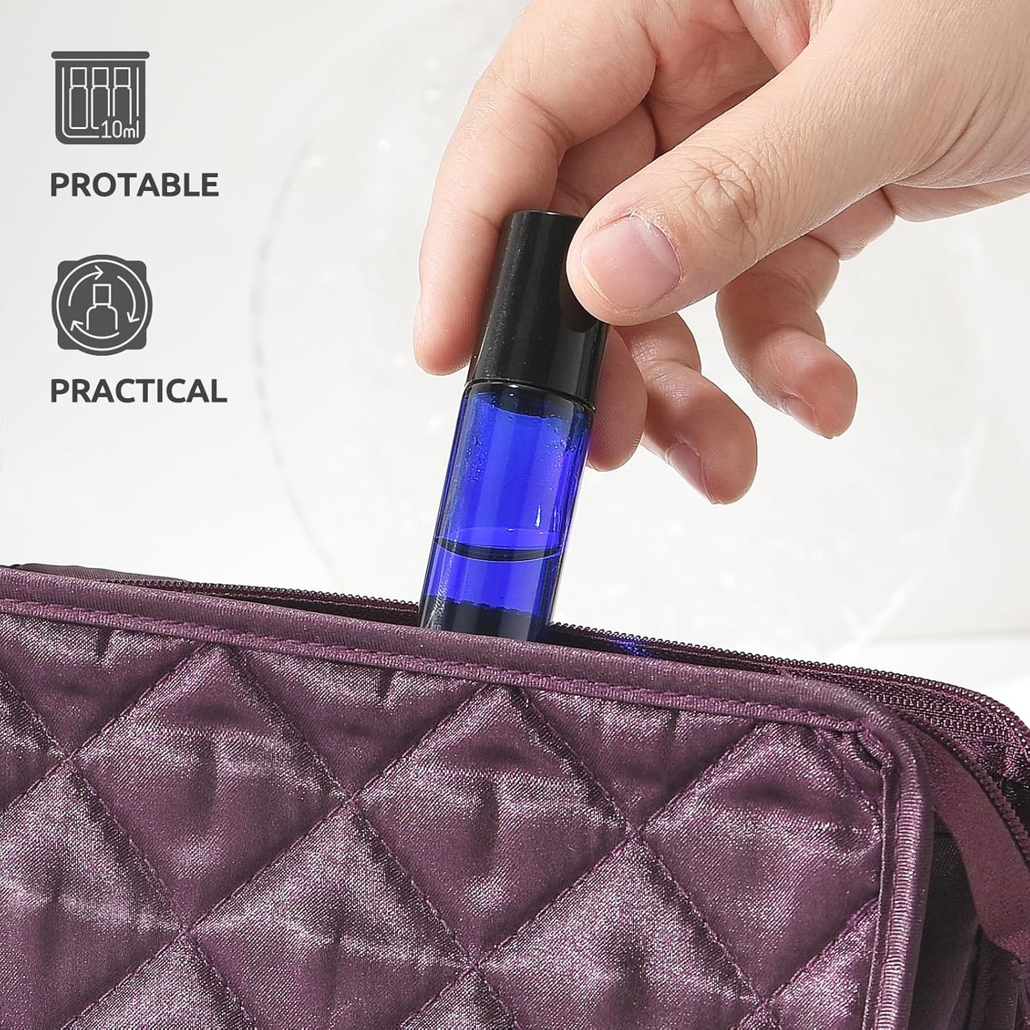 10ml Roller Bottles for Essential Oils, 4 Pack Glass Roll on Bottles Stainless Steel, Opener, Pipettes, Funnel, Stickers, Refillable Container for Perfume