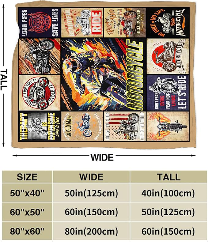 Motorcycle Blanket Ride Gifts for Girls Motorcycle Rider Boys Woman Kids Motorcycles Lover Sport Throw Blankets Soft Blanket Warm Fleece Flannel Plush Blankets for Bed Sofa Couch 40"x50"