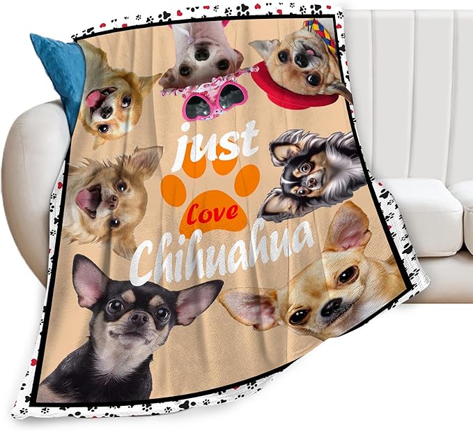 Chihuahua Blanket Funny Chihuahua Dog Gifts for Girls Boys Woman Kids Dog Lover Throw Blankets Soft Blanket Warm Fleece Flannel Plush Blankets for Bed Sofa Couch 50"x60"