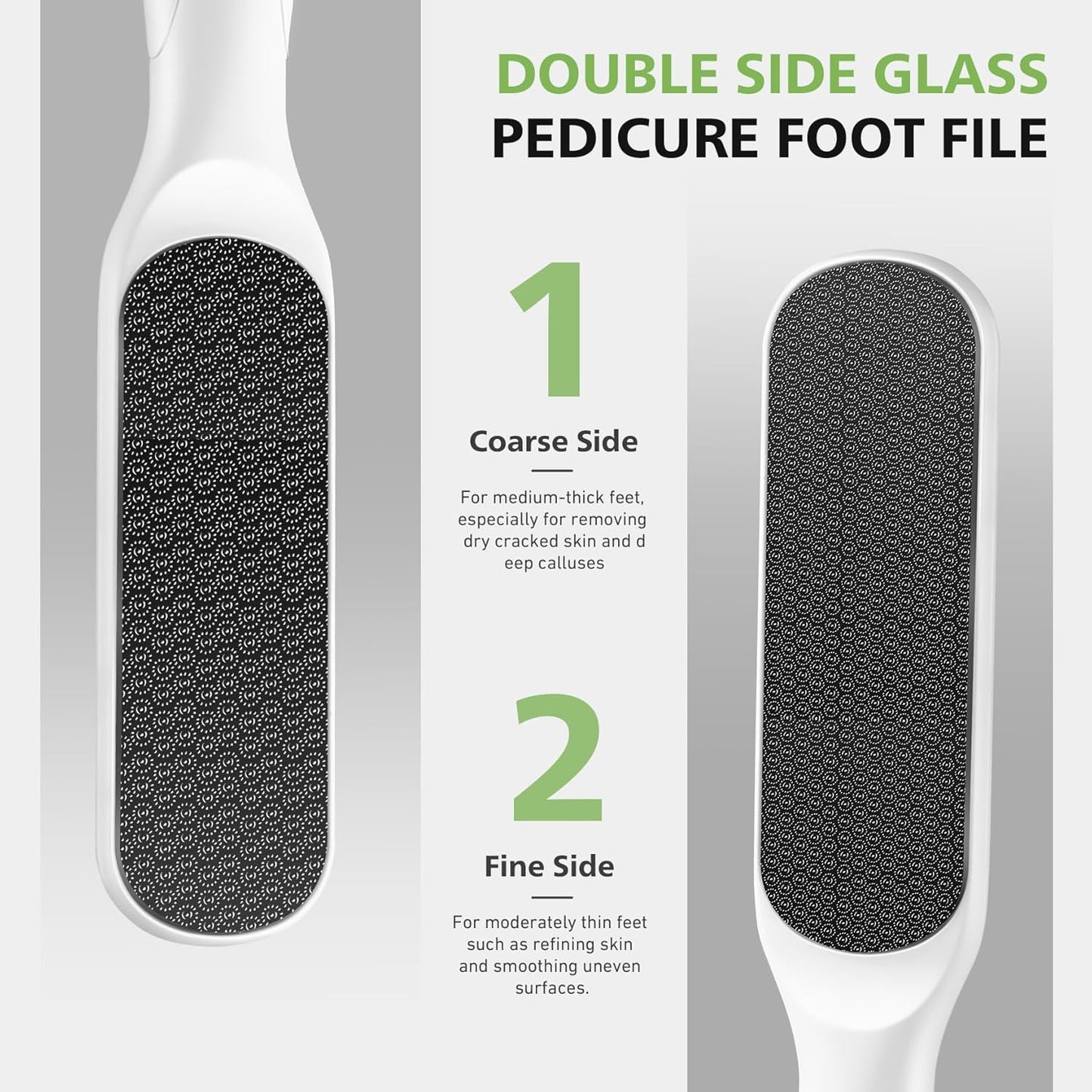 BALUCA Hard Skin Remover Nano Glass Foot File - Foot Callus Remover, Durable Foot Scrubber, Dead Skin Remover, Hygienic Pedicure Tool, Long Lasting Foot Buffer, Soft Smooth Feet, White
