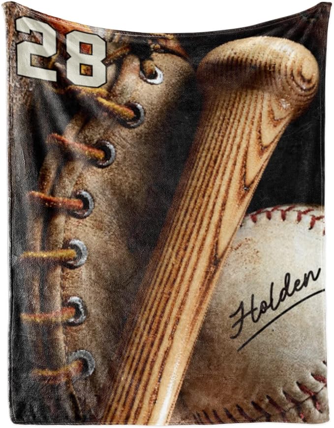 Custom Baby Soft Blanket: Personalized Bedding for Kids Baseball Ball Throw Blankets - Perfect Newborn Gift Infant Swaddling Blanket with Name 30x40inch