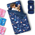 Primlect Toddler Nap Mat with Removable Pillow and Fleece Blanket, Extra Large 55''x35'' Sleeping Bag, Washable, Light, Easy to Roll up, Perfect for Daycare, Preschool, Kindergarten, Travel
