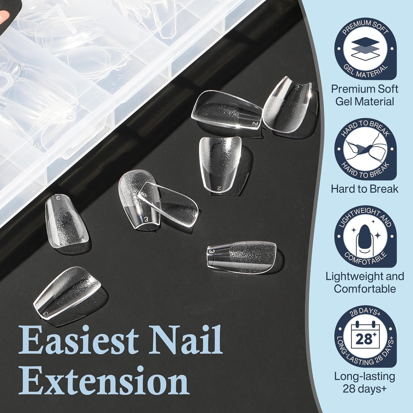 Short Coffin Nails Tips: Soft Gel Pre-Shaped Acrylic Nail Tips Coffin 360pcs Fake Nails Half Matte Full Cover Clear Press on False Acrylic Nails for Nail Extension Home DIY 12 Sizes
