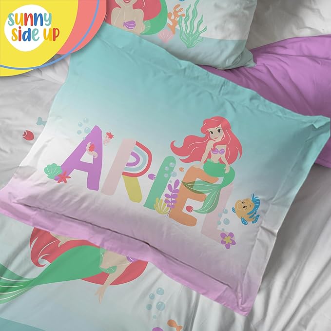 Sunny Side Up Disney The Little Mermaid Twin Comforter Set - 5 Piece Kids Bedding Includes Comforter, Sheets & Pillow Cover - Super Soft Ariel Microfiber Bed Set