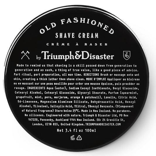 Triumph & Disaster | Old Fashioned Shave Cream Jar | Shaving Lotion for Sensitive Skin - Alcohol Free, 3.4 oz (100+ shaves)