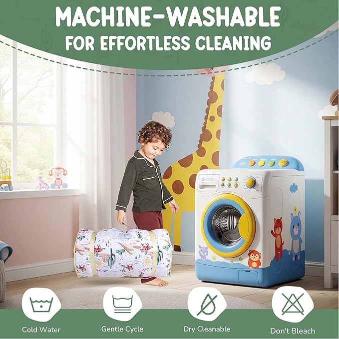 Morxy Toddler Nap Mat with Pillow & Blanket Large Portable Roll Up Nap Mats with Name Tag- Thick Kids Sleep Mat for Daycare, Preschool Travel and Camping for Age 3 and up