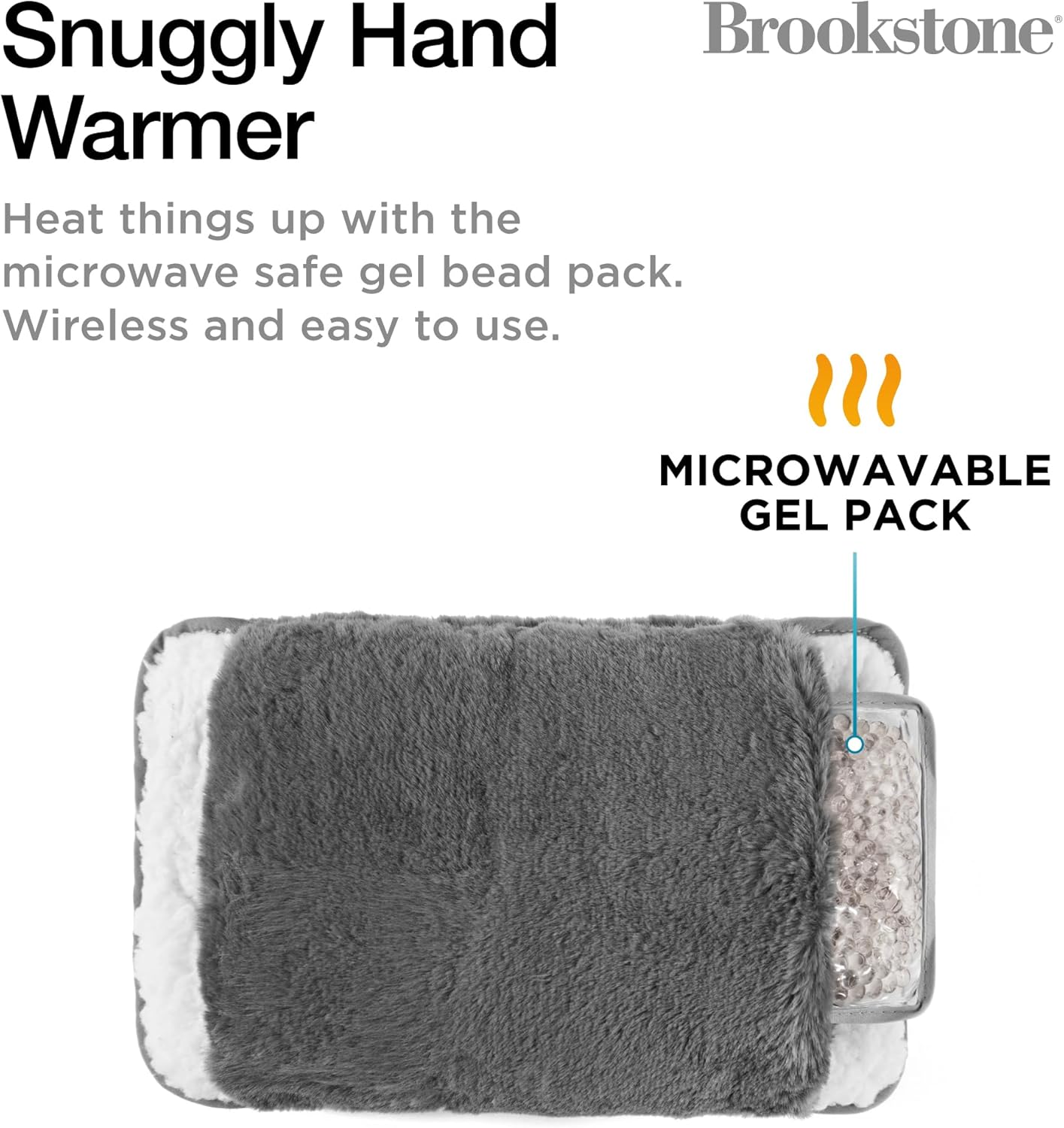 Brookstone Faux Fur Hand Warmer | Soothe Cold Hand Muff with Microwavable Gel Pack for Long Lasting Heat | Cozy Sherpa & Plush Lining for Ultimate Comfort | Hand Muffs for Women & Men