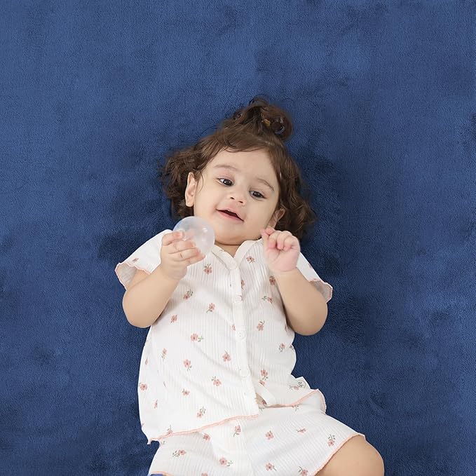 1.3" Thick Baby Floor Play Mat 59x71, Basic Padded Foam Mat for Tummy Time Crawling, Non Slip Cushioned for Babies Toddlers Infants Kids (Blue)