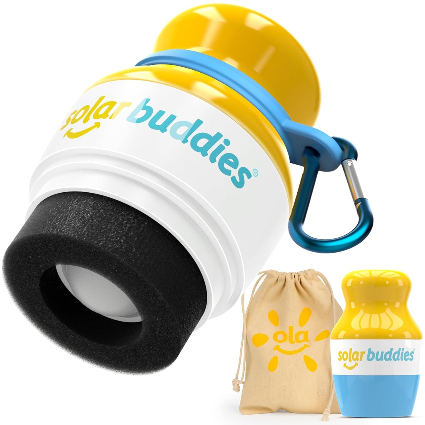 Blue Bag Bundle Set For Solar Buddies Refillable Roll On Sunscreen Suncream Applicator Bag Bundle With Applicator Carabina Clip For Families, Kids, Adults, Travel Set