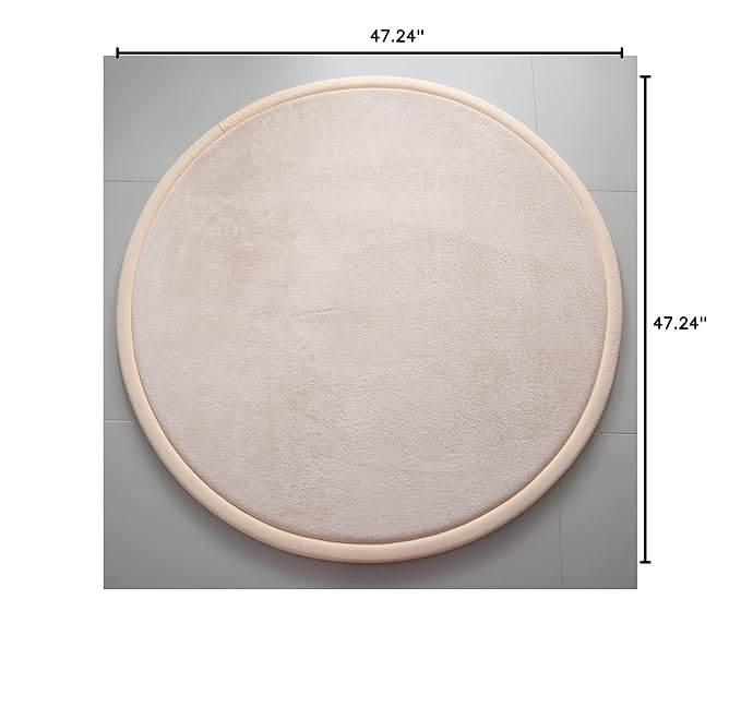 Loartee Thick Kids Round Rug - Coral Velvet Area Rugs, Memory Foam Circular Carpet for Nursery Playroom Home Decor Dormitory, Diameter 47 inch, Brown