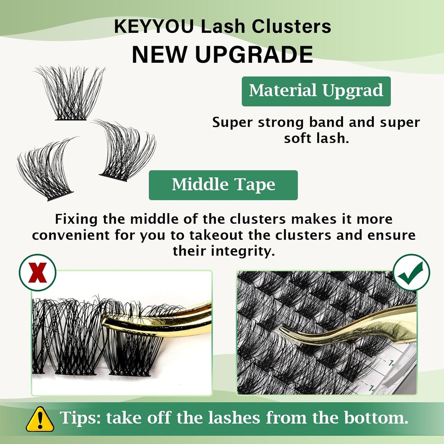 Lash Clusters 96pcs Individual Lashes D Curl 16mm Eyelash Clusters KEYYOU Volume Wispy Lash Extension Soft&Comfortable Easy DIY at Home(Y23,D-16mm)