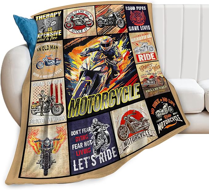 Motorcycle Blanket Ride Gifts for Girls Motorcycle Rider Boys Woman Kids Motorcycles Lover Sport Throw Blankets Soft Blanket Warm Fleece Flannel Plush Blankets for Bed Sofa Couch 40"x50"
