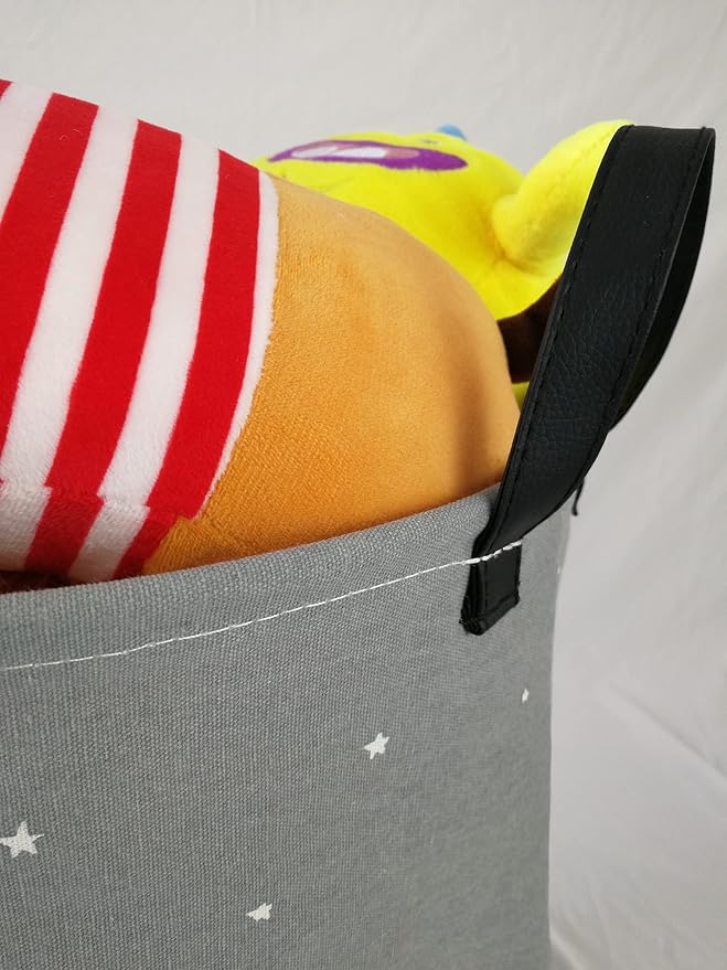 KUNRO Round Laundry Basket Hamper Kids Toys and Clothes Storage Basket Children Gift Basket Baby Toy Organizer Bins for Room Decor (Grey Unicorn)