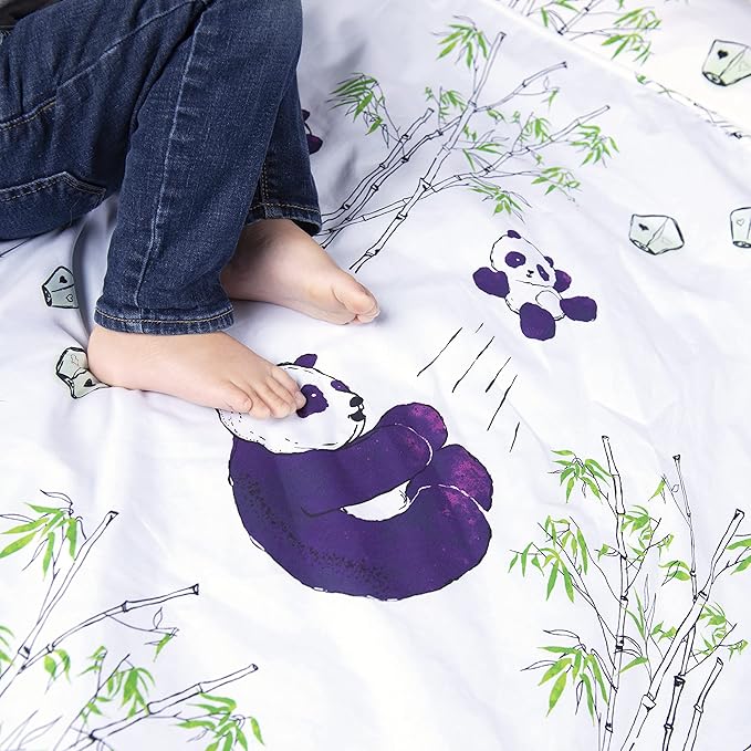 JumpOff Jo Nap Mat for Kids - Cozy Kids Rest Mat with Removable Pillow and Ultra Soft Blanket for Preschool, Daycare, and Sleepovers - Playful Pandas