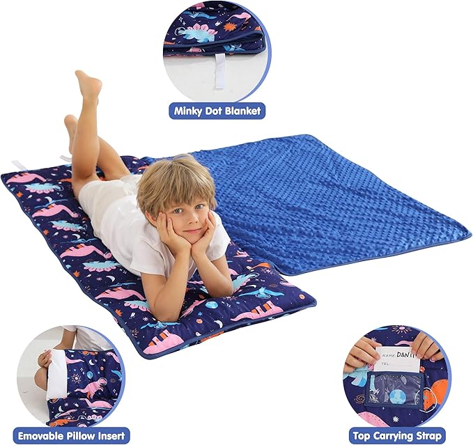 Viviland Toddler Kid Nap Mat for Preschool, Slumber Bag with Pillow and Blanket, Daycare Sleeping Bag Kindergarten Sleep Mat