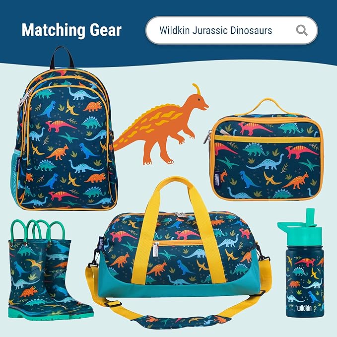 Wildkin Kids Microfiber Nap Mat – Soft Sleep Mat with Pillow, Ideal for School & Travel - Jurassic Dinosaurs