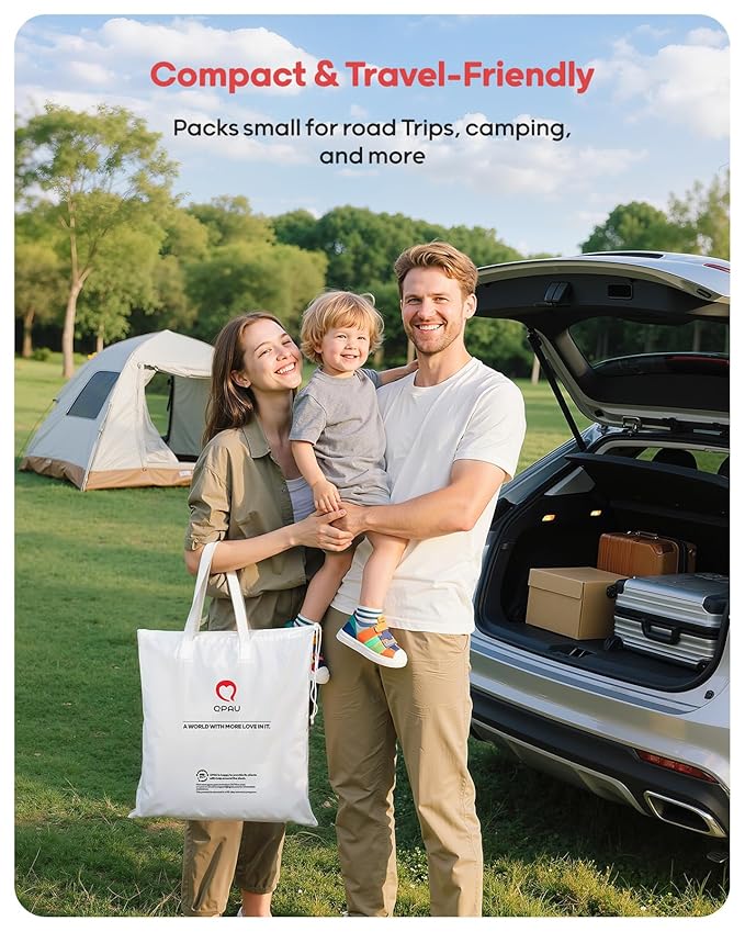 QPAU Inflatable Toddler Travel Bed with Tent – Lightweight Blow Up Kids Air Mattress with Hand Pump – Indoor & Outdoor Portable Sleeping Solution for Camping, Travel, Home, Grandma’s – Ages 3+