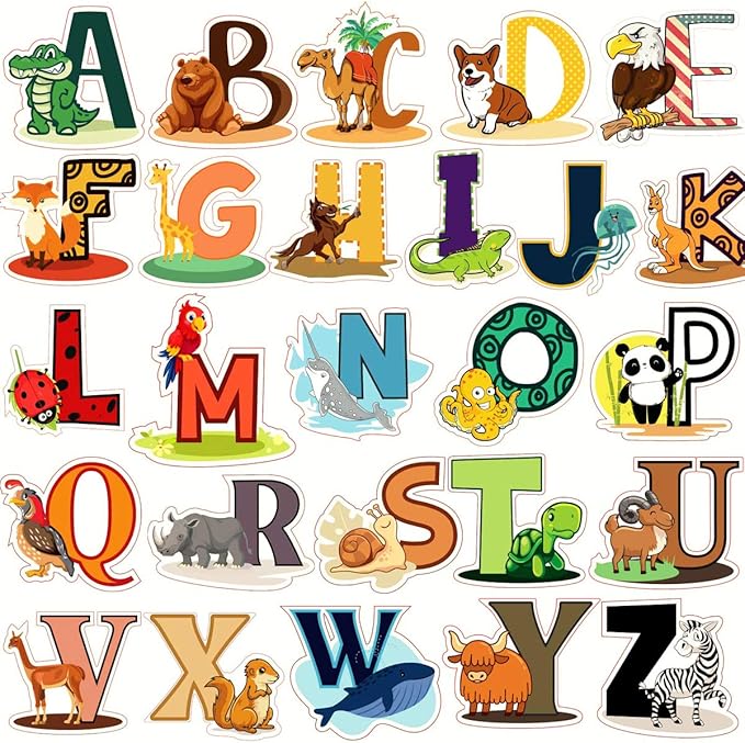DEKOSH Alphabet Wall Decals - Colorful ABC Wall Stickers for Kindergarten, Playroom & Baby Nursery