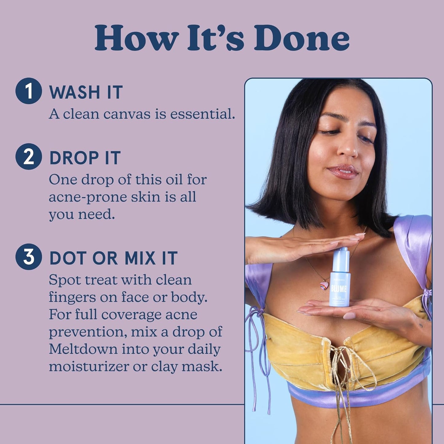 Blume Meltdown - Blue Tansy Face Oil - Acne Treatment + Pore Minimizer - Skin-Smoothing Face Serum with Black Cumin Seed & Rosehip Oil - Helps Calm Redness and Improve Texture (1 Fl oz)