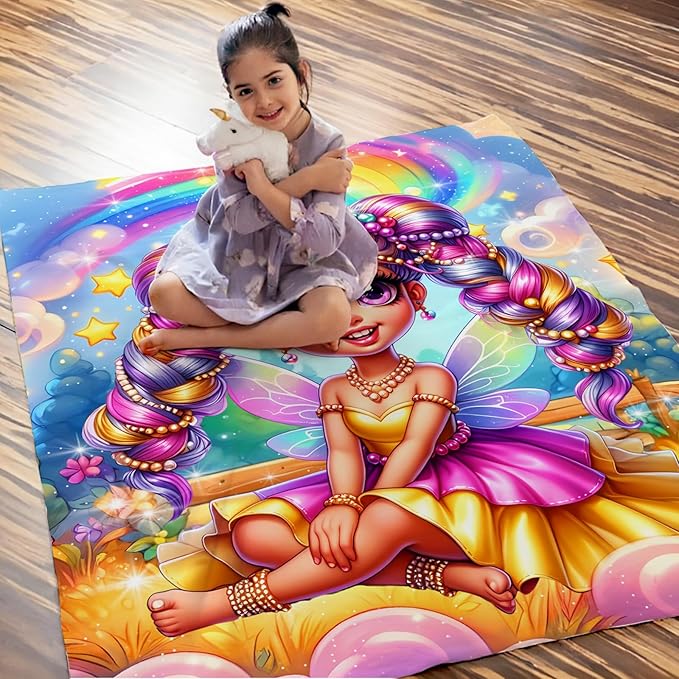 Girls Blanket Fairy Throw Gift for Kids Daughter Birthday, 50x60 Inches Lightweight Soft Cute Fairy Throw Blankets for Sofa Couch Living Room Bed