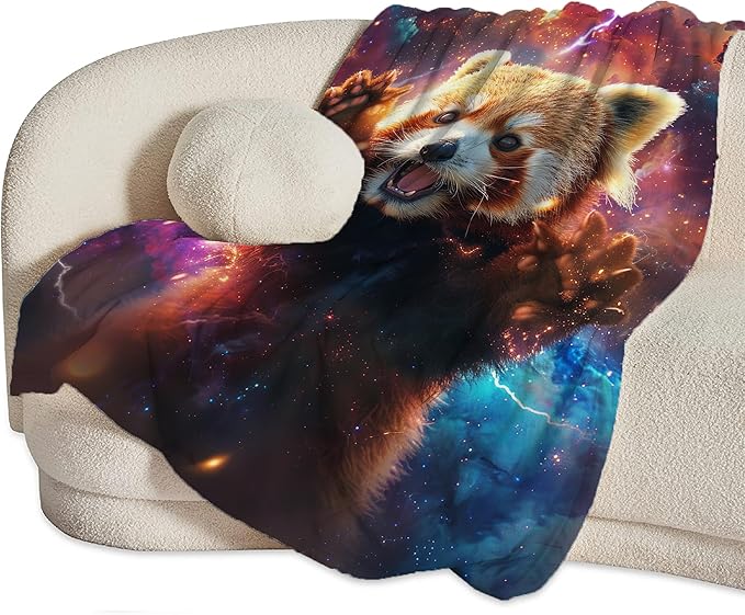 Lesser Panda Blanket Funny Red Panda Gifts for Girls Boys Woman Kids Galaxy Animal Lover Throw Blankets Soft Blanket Warm Fleece Flannel Plush Blankets for Bed Sofa Couch 60"x80"