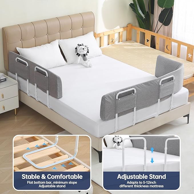 Bed Guard Rail for Toddlers, 43inch Foam Padded Side Rail for Queen King Twin Full Size Bed, Bedrail for Toddler, Kids Cosleep Bed Railing