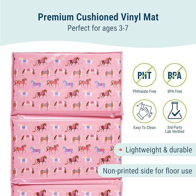 Wildkin Kids Vinyl Nap Mat – Foldable, Durable Rest Mat for Daycare & Preschool